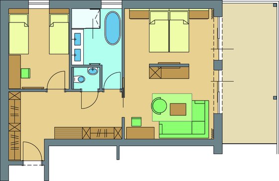 Plan - Zimmerskizze Roseggersuite