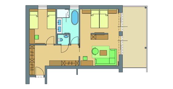 Plan - Zimmerskizze Roseggersuite